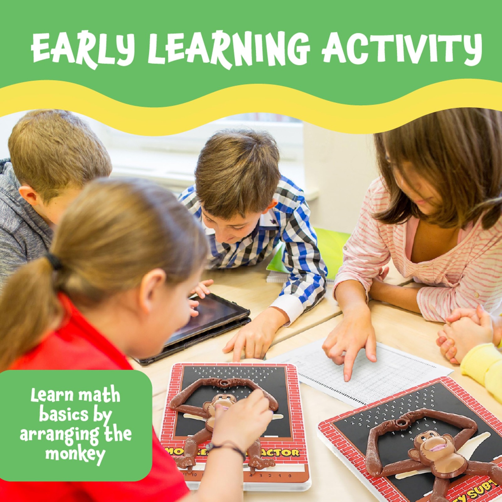Popular Playthings Monkey Subtraction Calculator Toy, 8.5 x 11 inches, Brown