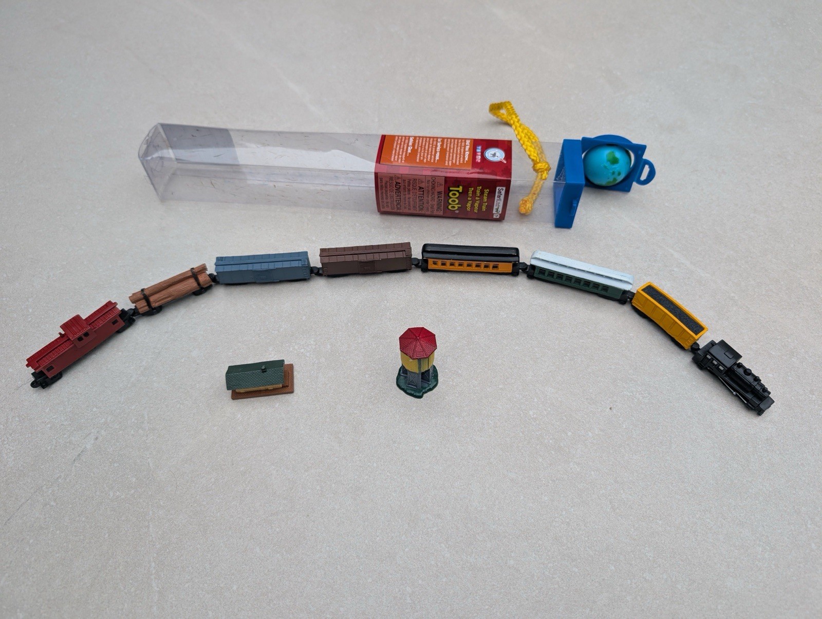 Safari Ltd Steam Train Toob 10 Piece Miniature Train Set Figures w/ Tube Toy