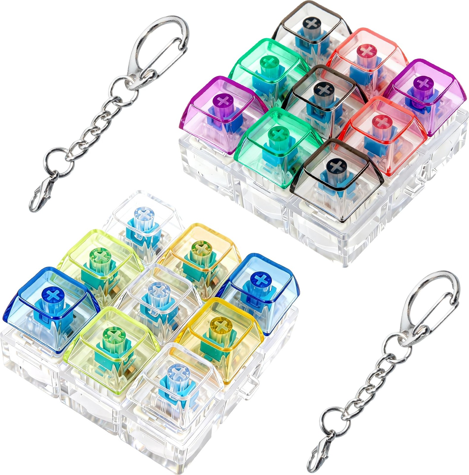 2 Pack 9 in 1 Keyboard Fidget Toy, 2.36 X 1.18 Inches, Mix Transparent