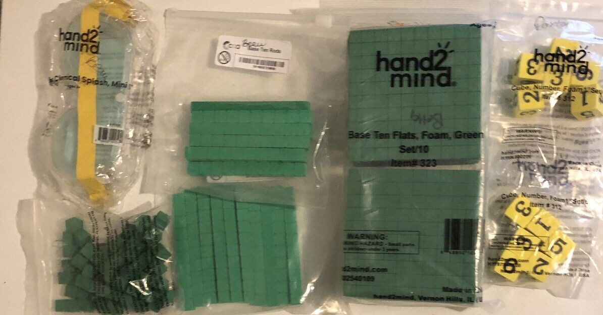 Hand 2 Mind Lot Mix Base Ten Cubes Units Rods Chemical Splash Mini SEE