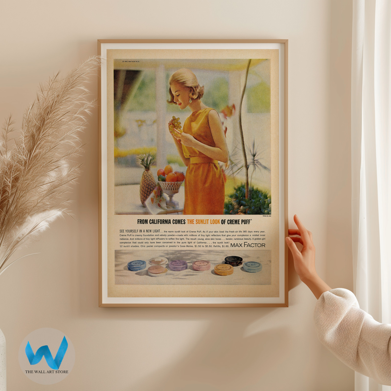 Vintage Max Factor Creme Puff Ad 1960s Makeup Poster – 12X16/16X20/18X24/24X36