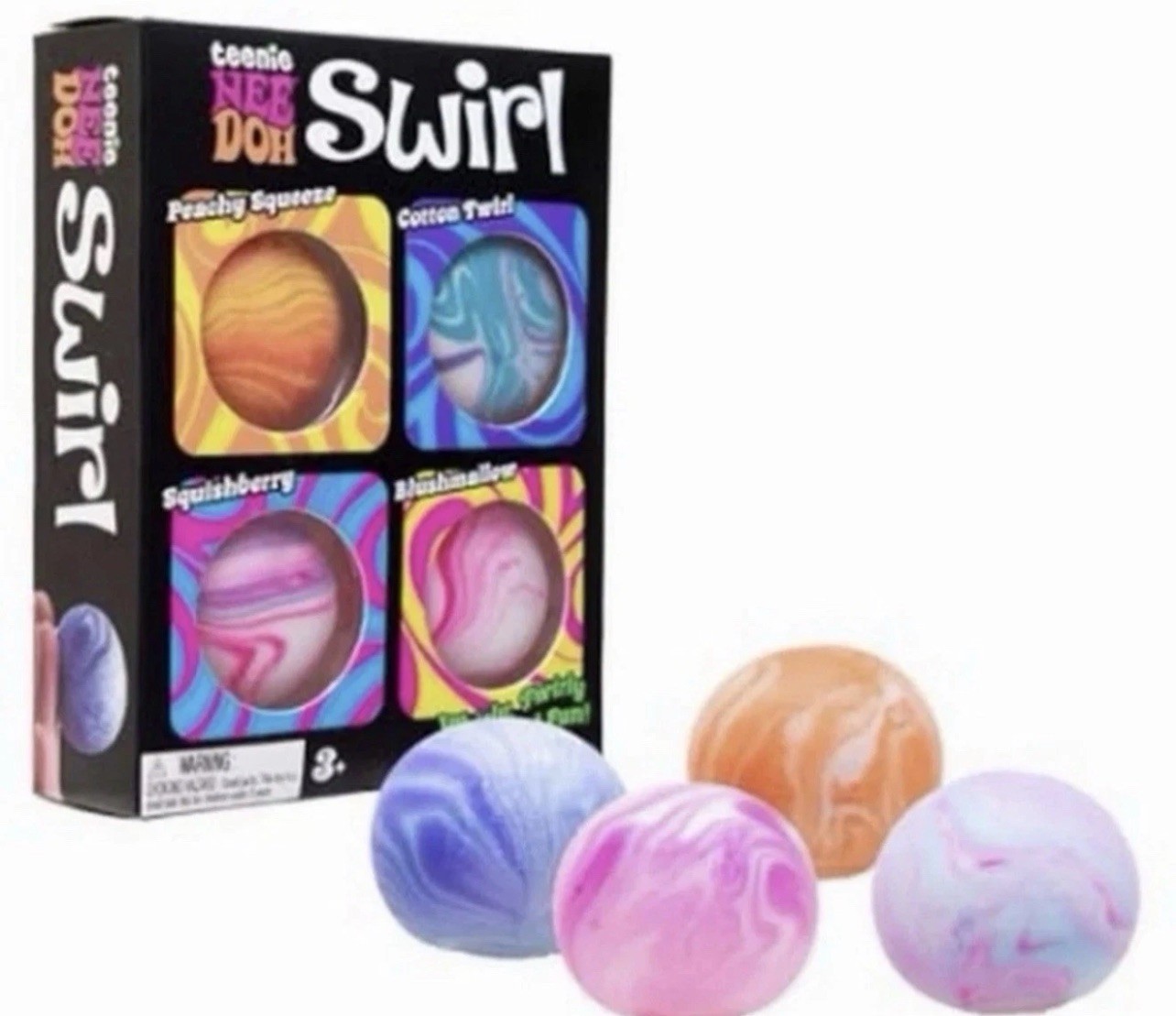 Teenie NeeDoh Swirl 4-Pack Mini Squishy Stress Ball Fidget Sensory Toy Schylling