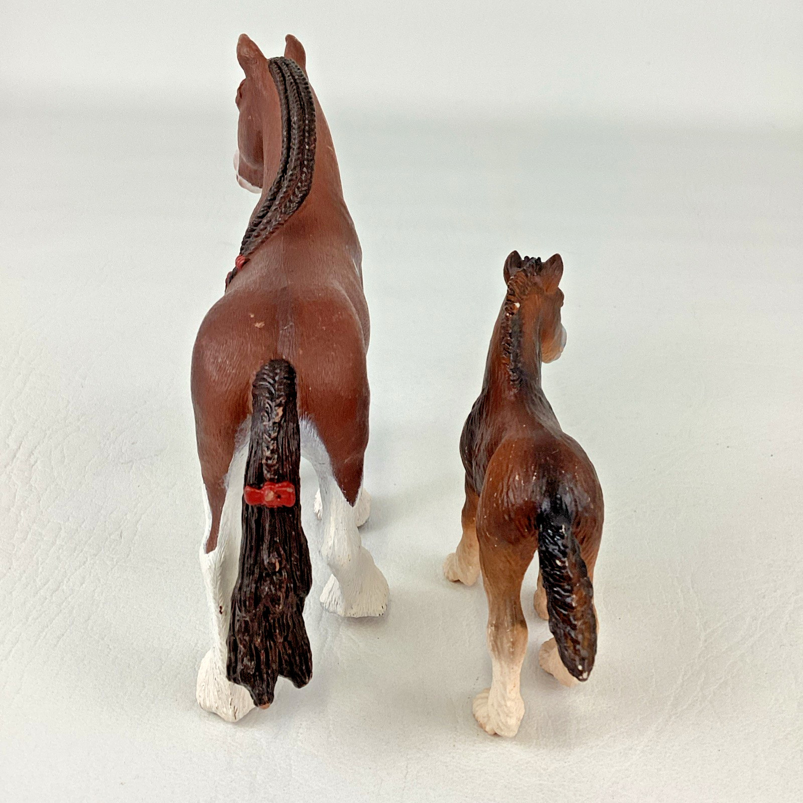 Schleich Horse Clydesdale Mare Red Bows Draft Foal Realistic Animal Figure Lot
