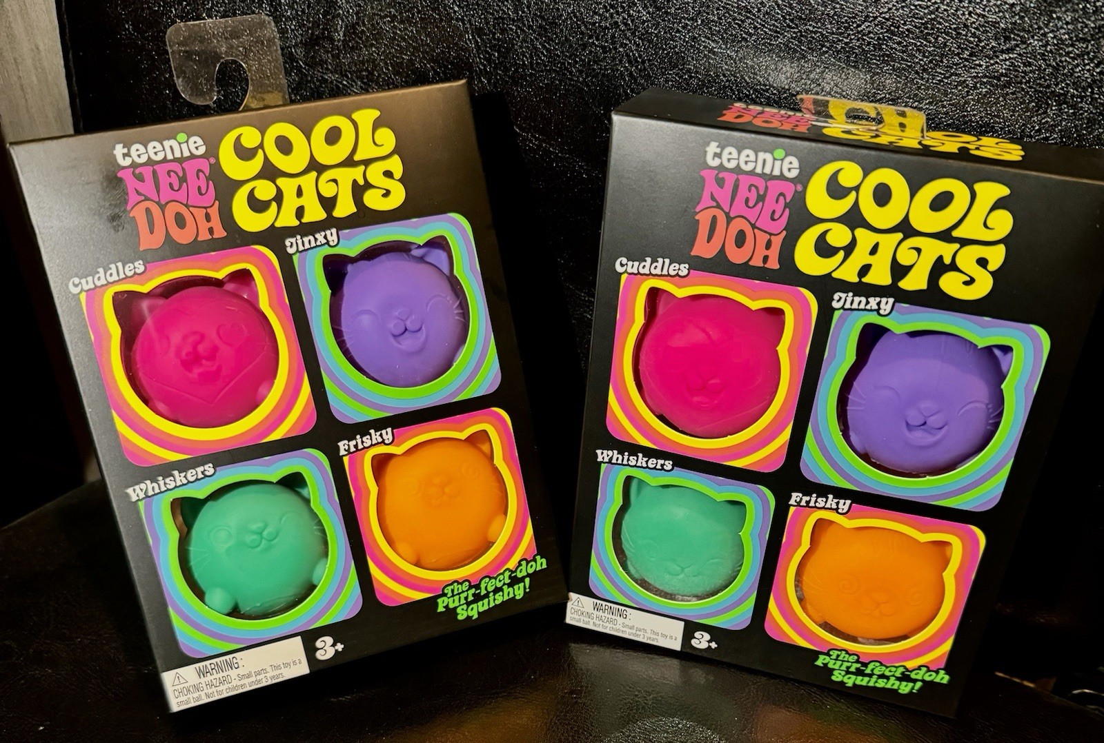 Schylling Teenie Nee Doh Cool Cats Squeeze Toy Set 4 Pink Purple Teal Orange X2