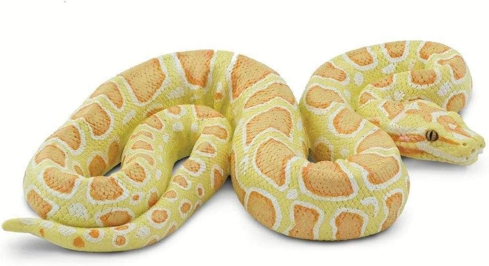 Albino Burmese Python Figurine – Lifelike 5.5″ Snake Figure Kids Educational Toy