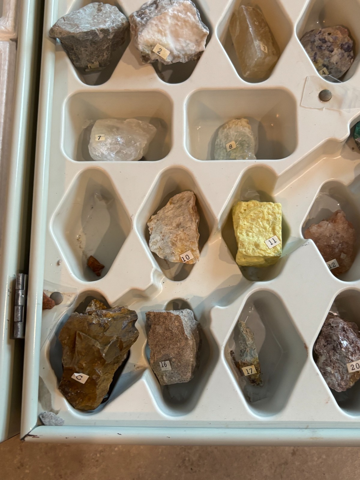 Vintage 60s Skilcraft Geology Lab Student Science Kit Rock Mineral Samples Box