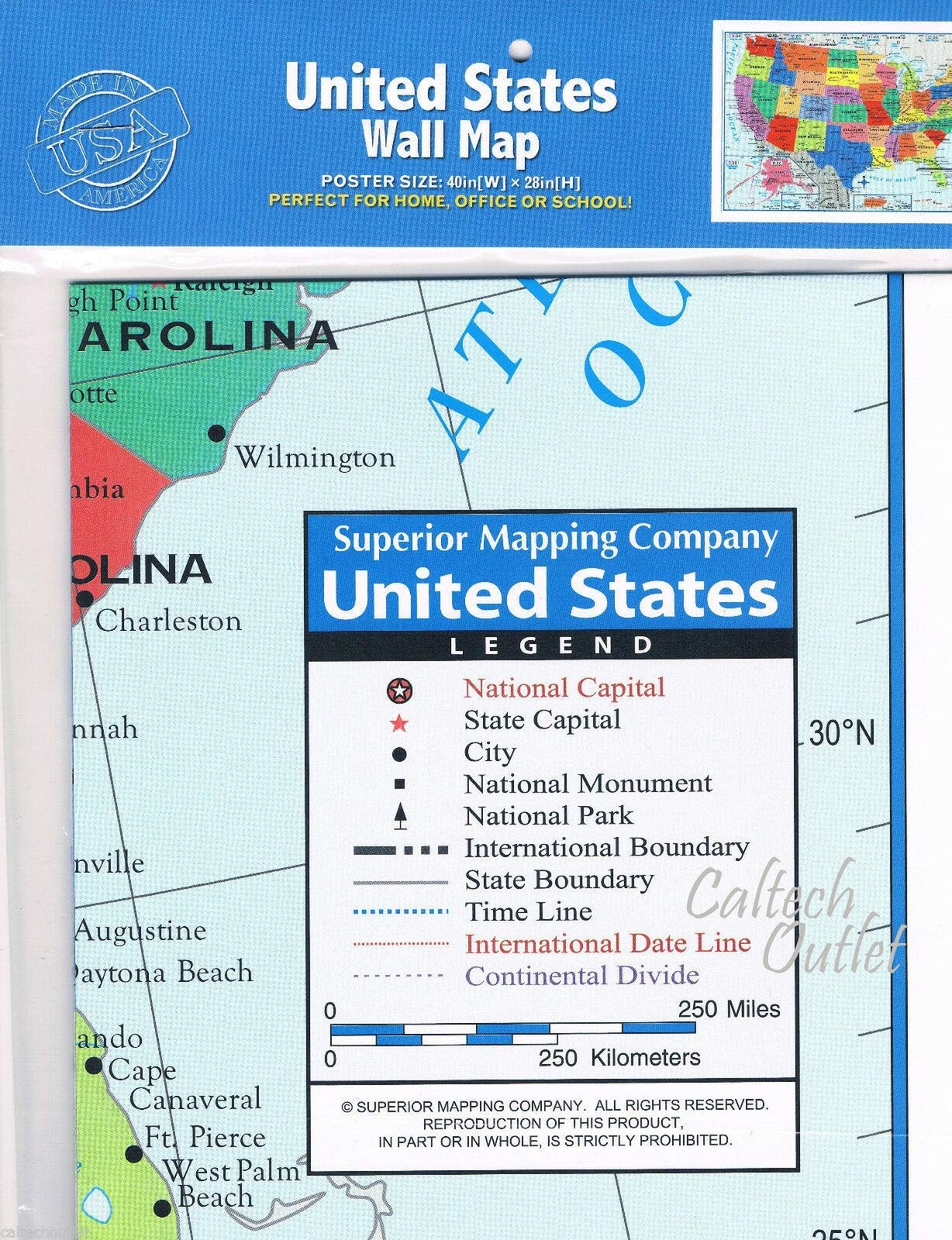 Pack of 4 Superior Mapping Company United States Poster Size Wall Map 40″ x 2…