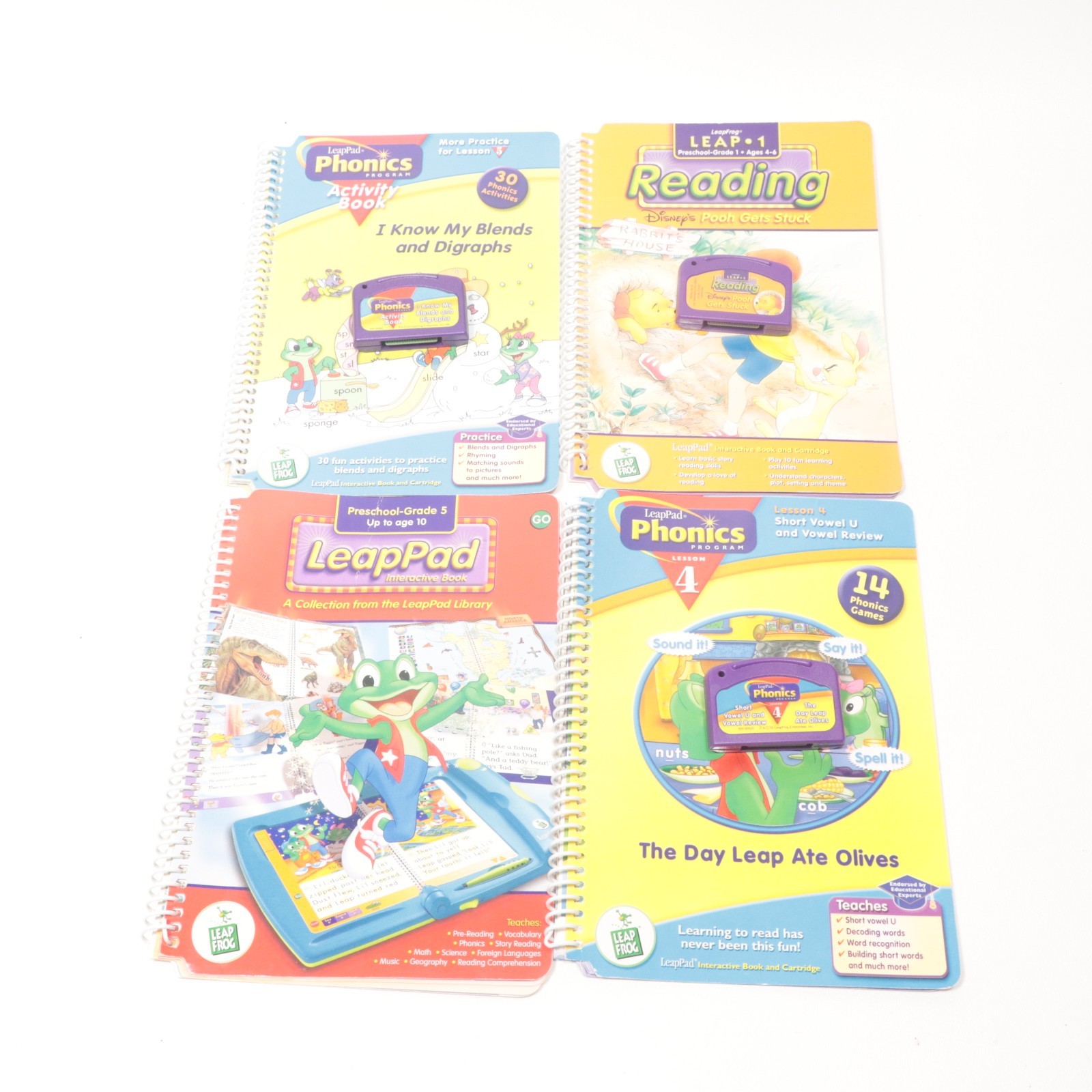Leap Frog LeapPad Plus Writing System w/ 3 Books & Cartridges Carrying Backpack