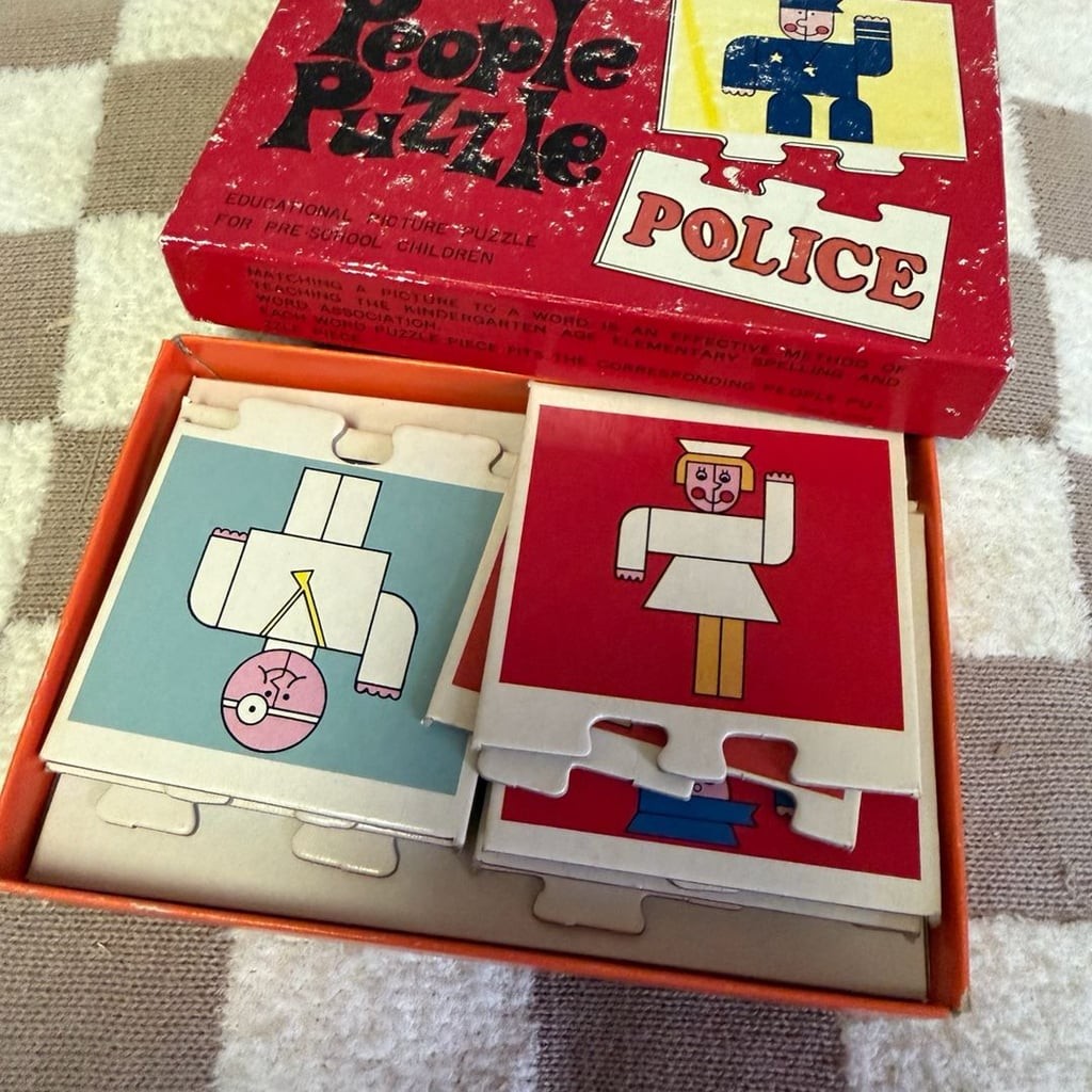 Vintage Playskool Educational Puzzle Lot: Busy Bear Match-A-Story, Words to Spel