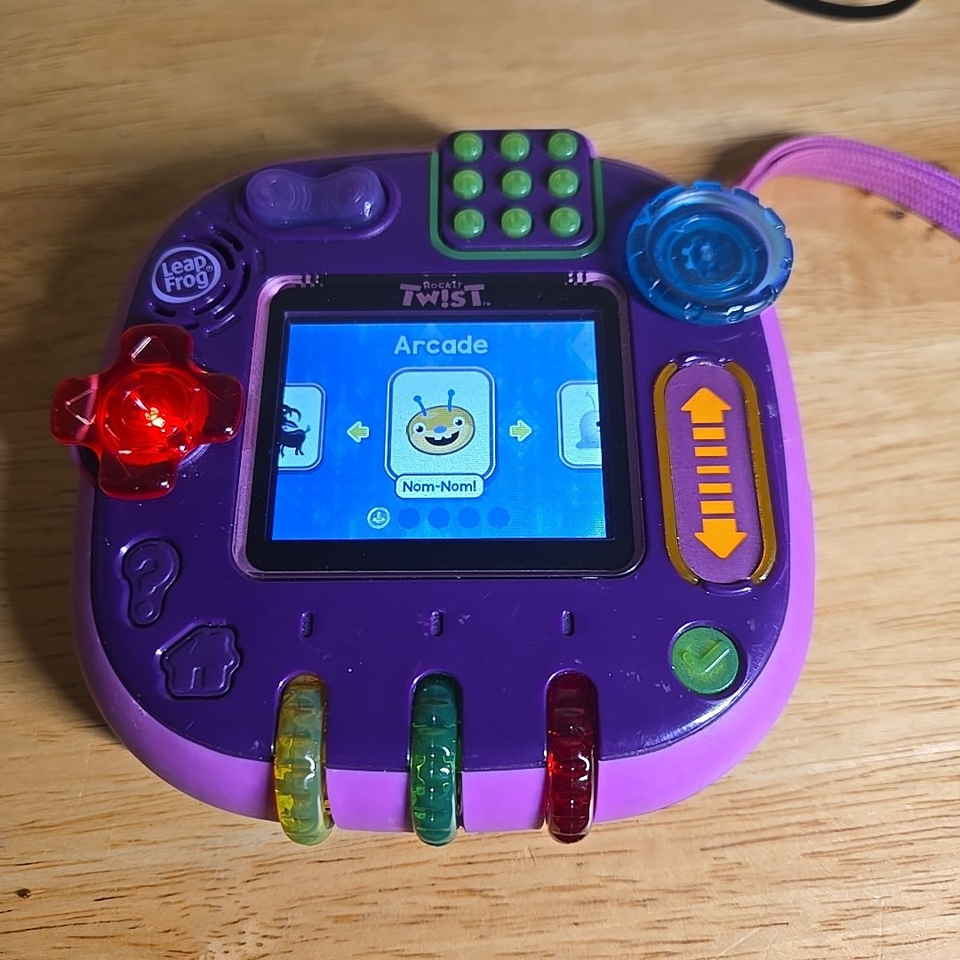 LeapFrog Rockit Twist Green Button Control Handheld Learning Game System WORKS