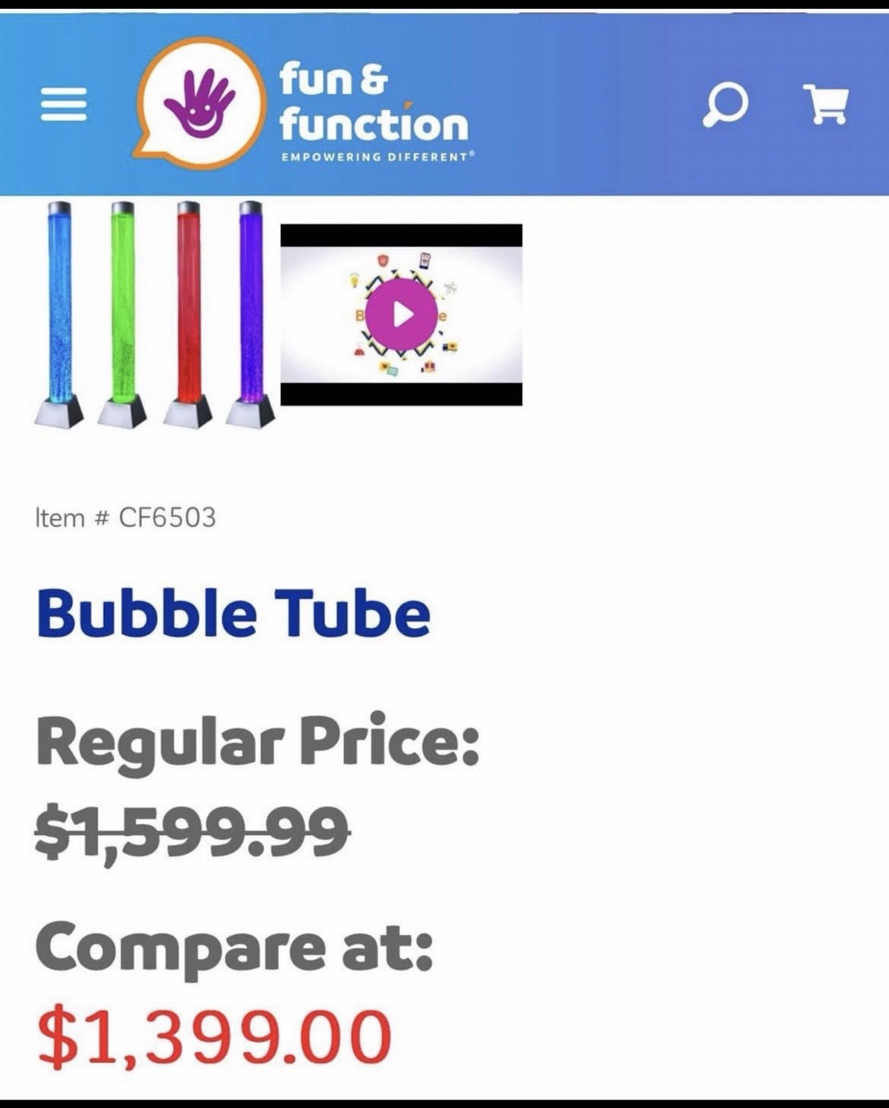 Fun & Function Bubble Tube CF6503 Other Sensory Toy for Ages 4-7 8-11 Years