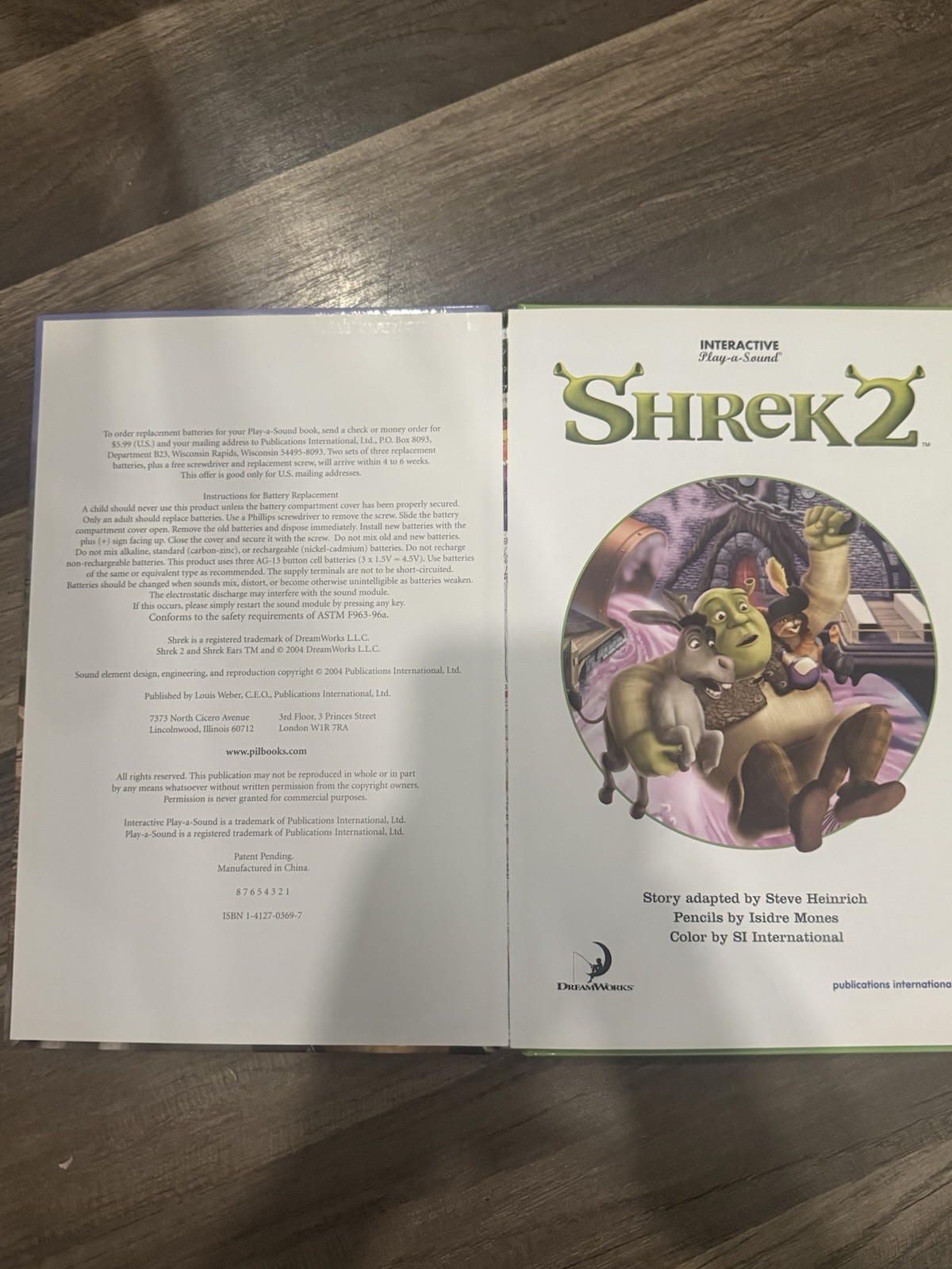 Rare Vintage Shrek 2 Publications International Ltd. Interactive Sound Book 2004