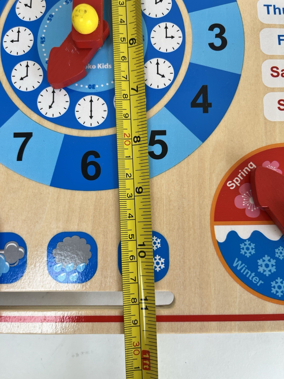 Wooden Calendar & Clock Board Learning Toy All-In-One Weather Season Date Chart