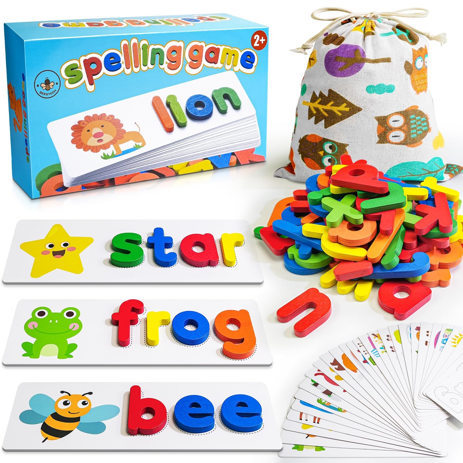 BEESTECH Alphabet ABC Learning Educational Toys for 3 4 5 3″ x 5″, Brown