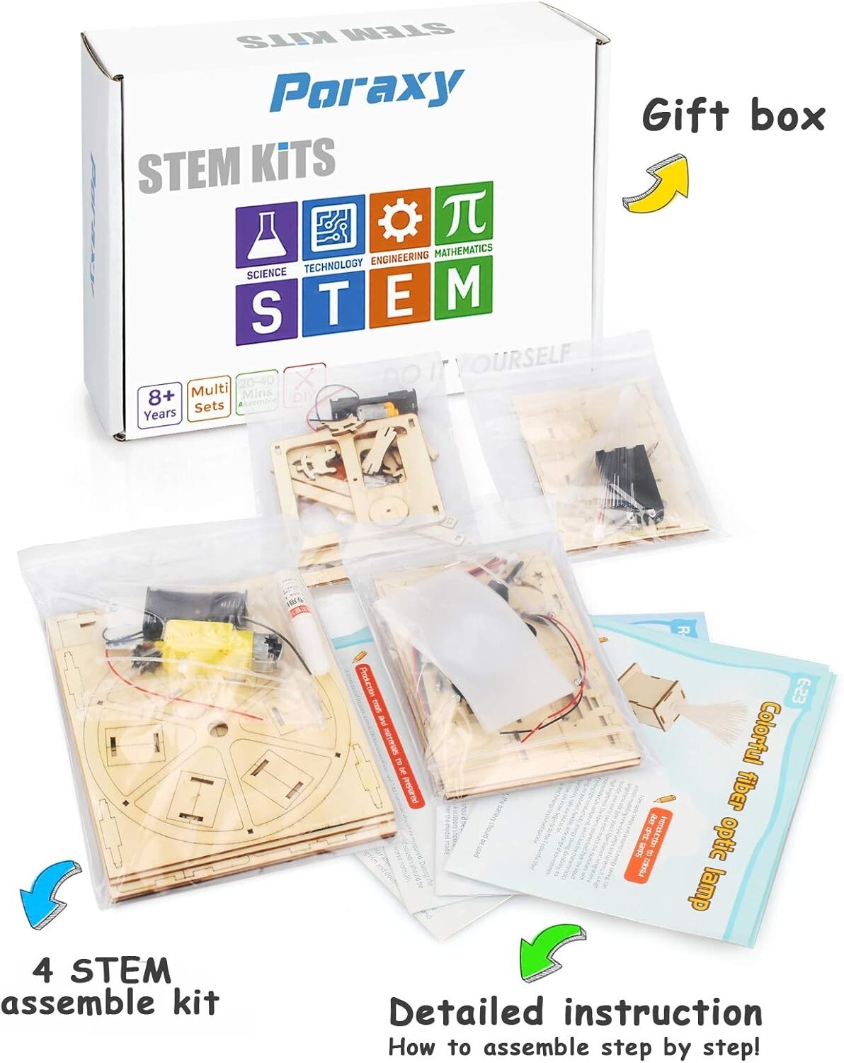 4 in 1 STEM Kits for Kids Age 8-10, Science STEM Projects for Kids Age 8-12, 3D