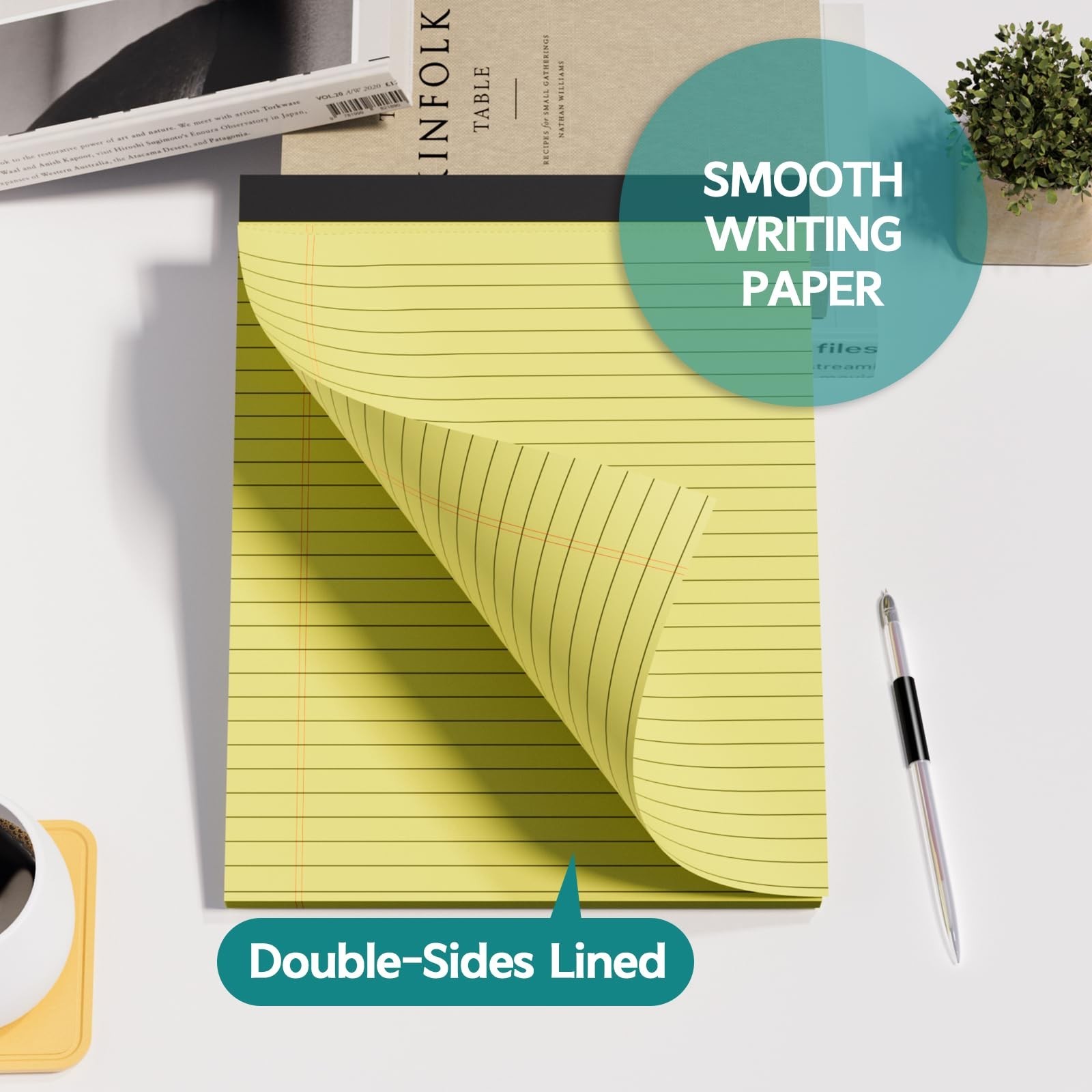 Legal Pads 8.5 x 11, 6 Pack Yellow Note Pads 8.5 x 11 Writing Pads, Wide Rule…