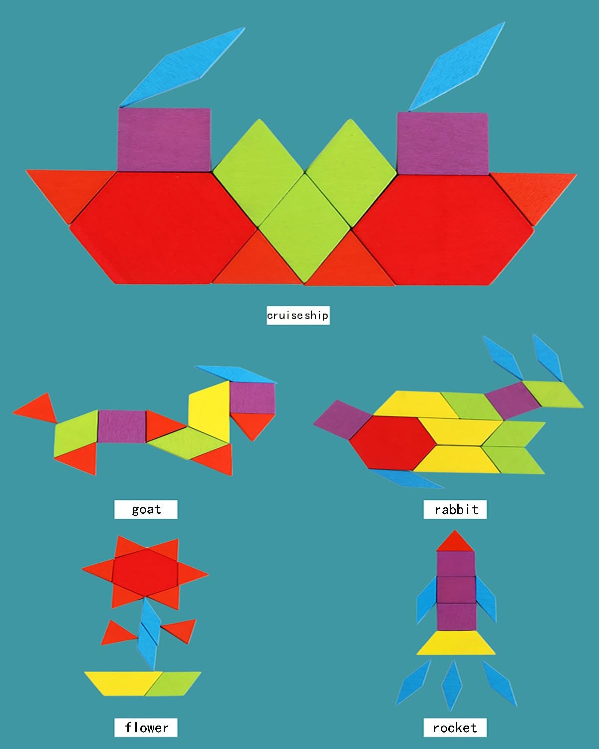 ZHUGEYG 155 Pcs Wooden Pattern Blocks Set – Geometric Shape Puzzle 1-2 inch