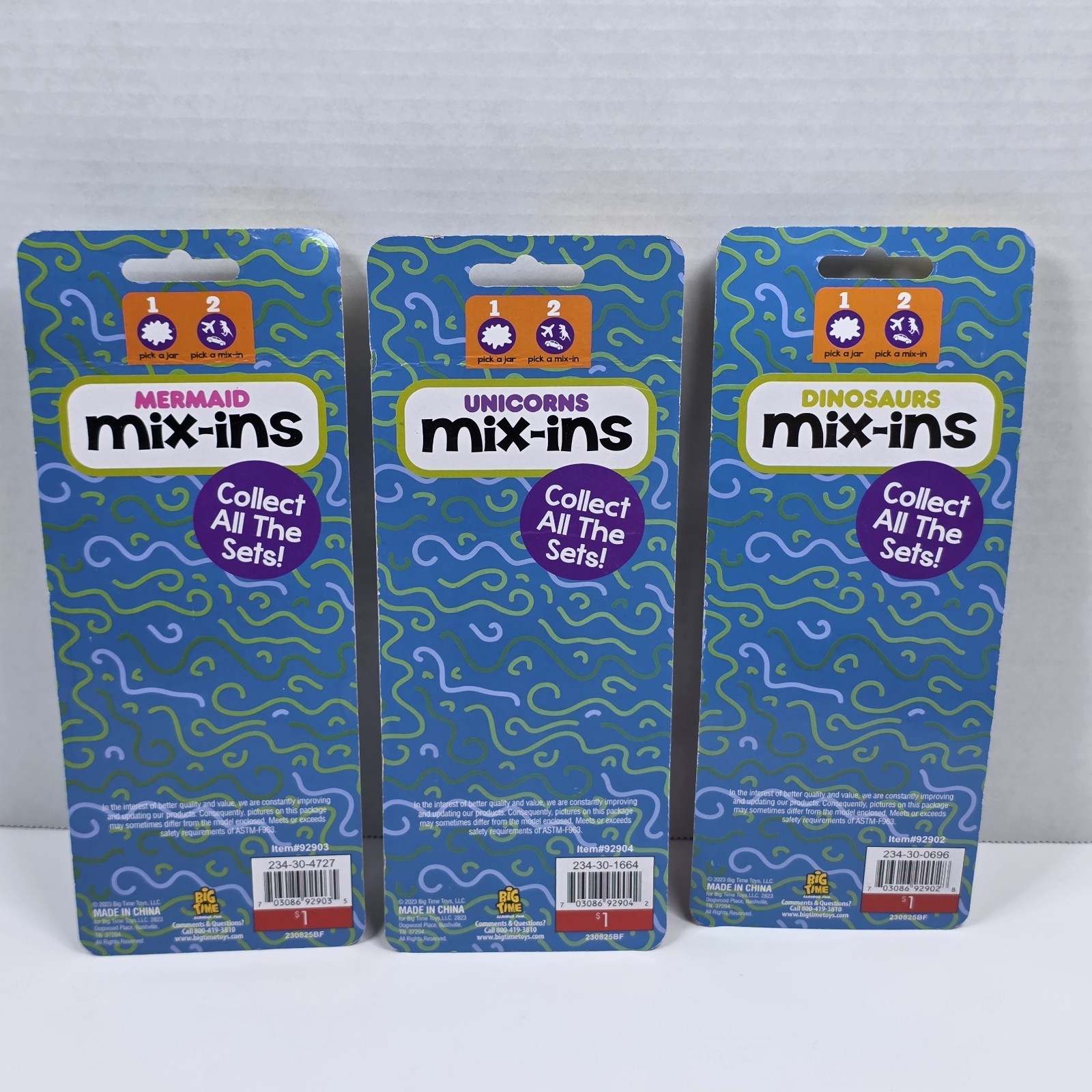 Big Time Mix-Ins Sensory Bin Mix Sets Of 3 Racing Dinosaurs Unicorns Mermaids