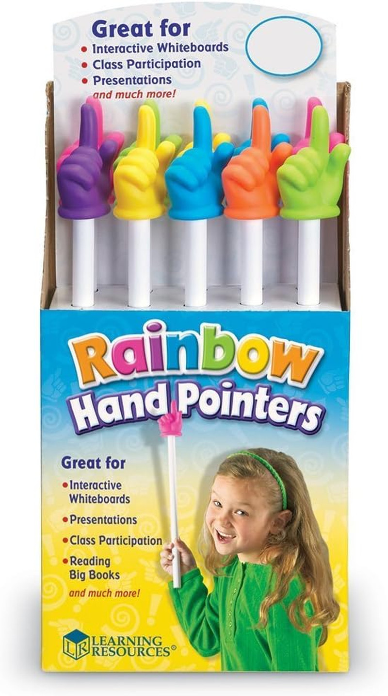 15 Inch Rainbow Hand Pointers, Set of 10 – Pointer Finger Stick for Classroom, F