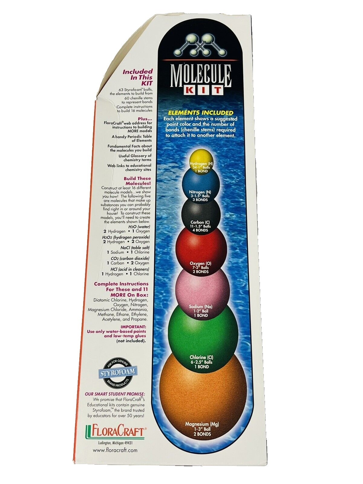 Molecule Kit~The Elements of Fun Learning Ages 12 & up~FloraCraft MK2003P L2 18