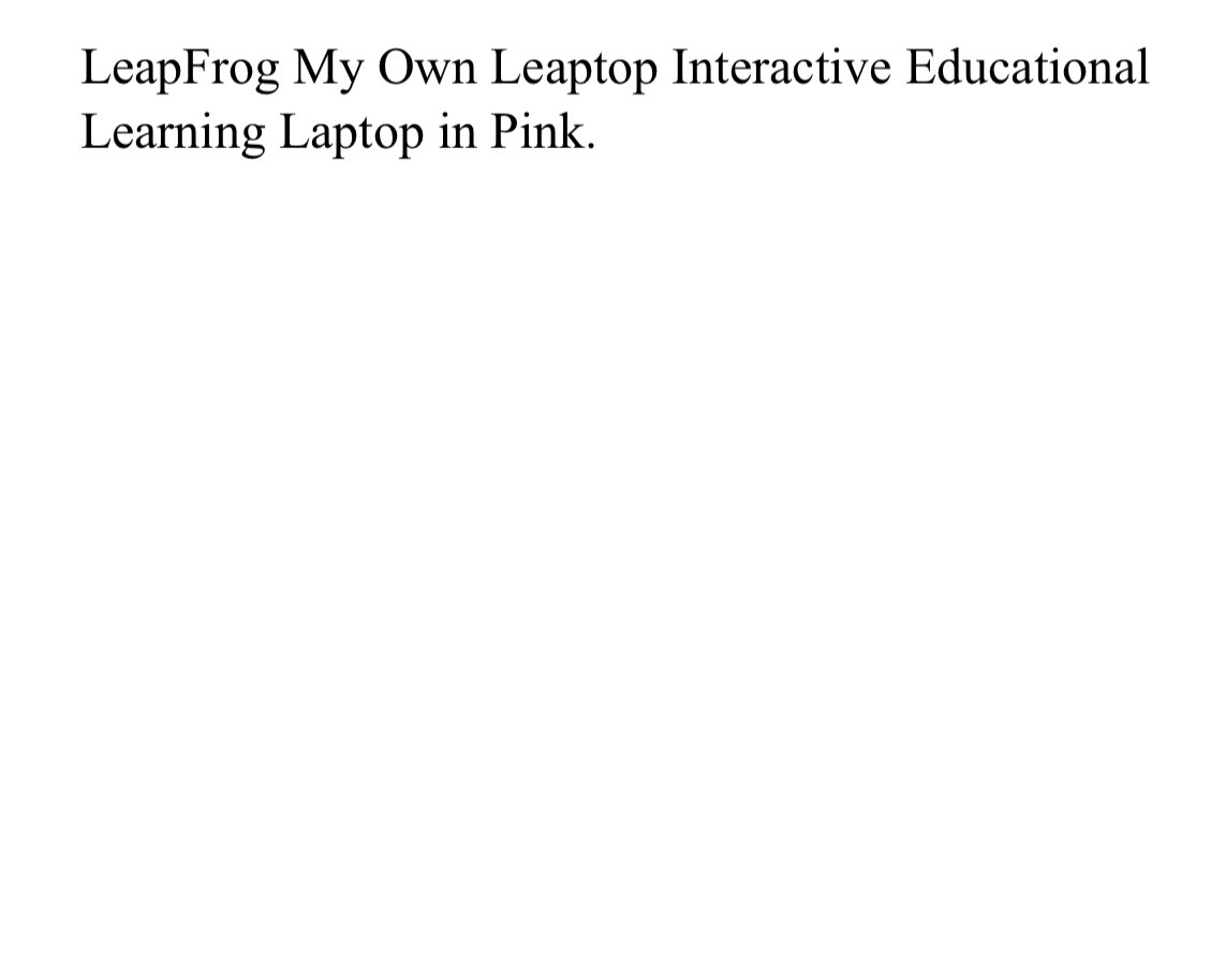 LeapFrog My Own Leaptop Interactive Educational Learning Laptop in Pink
