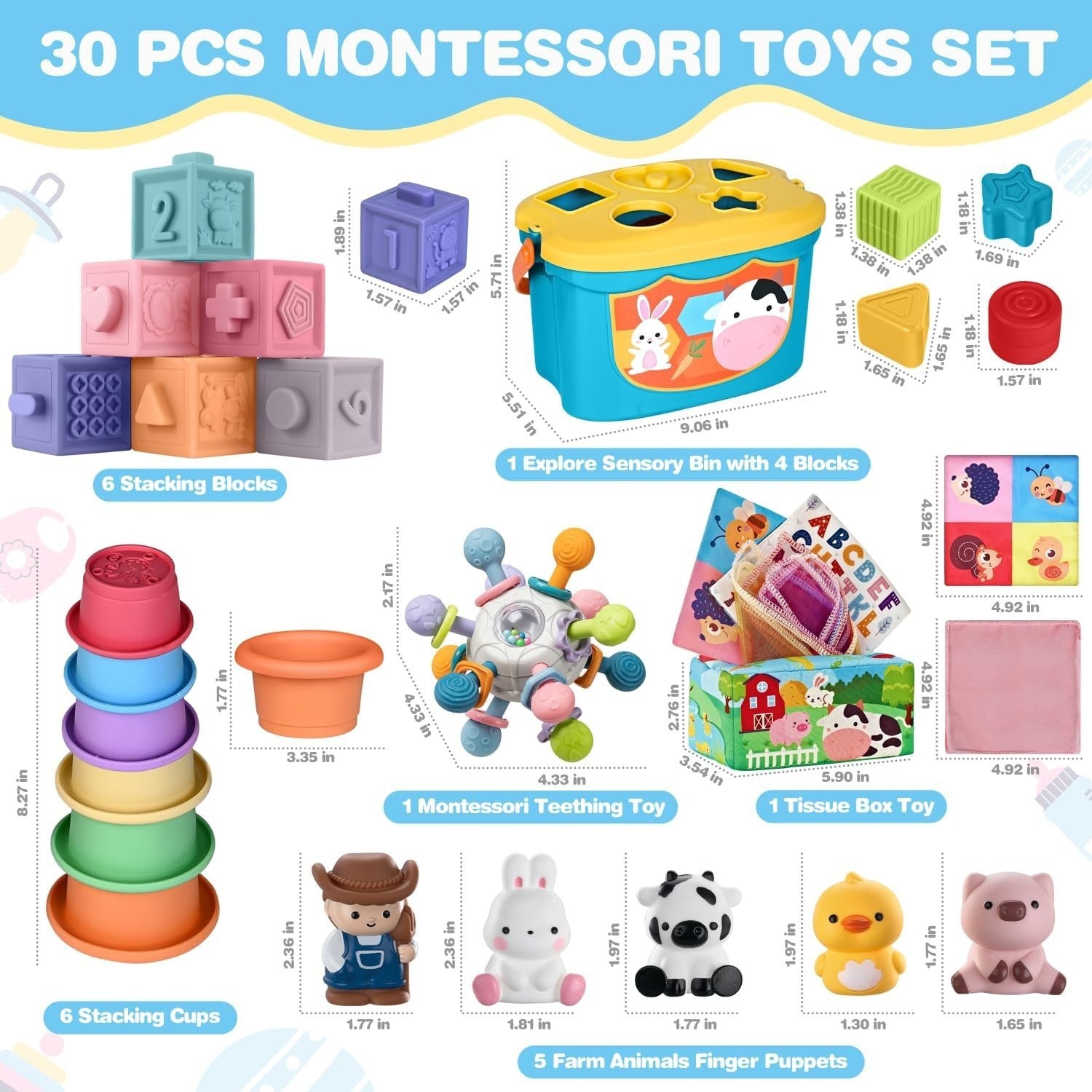 6 In 1 Baby Toys, 6-12 Months Baby Toys, 0-6 12-18 Montessori Toddler Toys Gifts