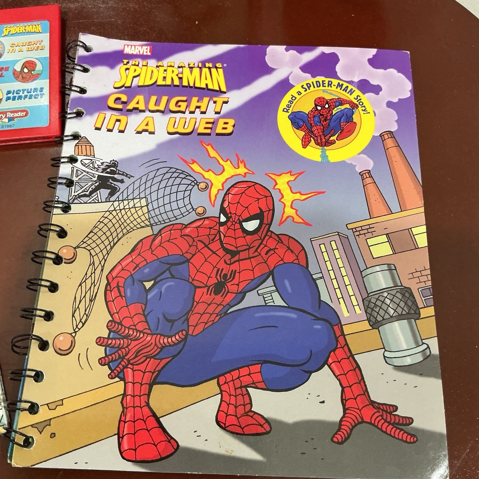 Vintage STORY READER with Three Spider Man Books & Cartridge Read Along Untested