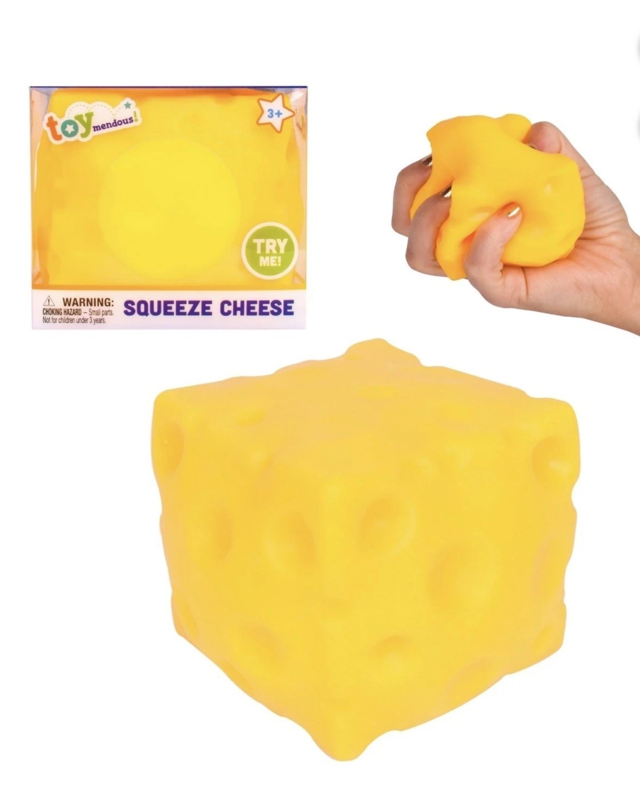 Toymendous! Squeeze Cheese Block Large Squishy Stress Relief Fidget Sensory New