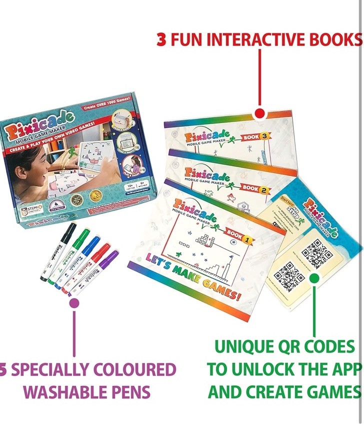 Pixicade Mobile Game Maker STEM Activity Create & Play, 1200 Games NEW