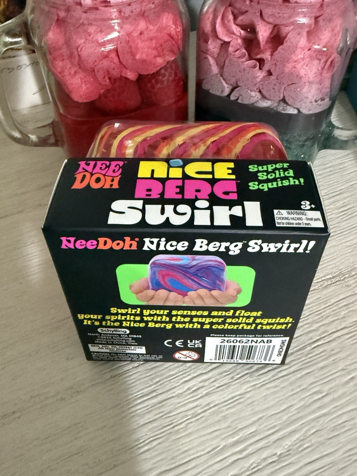 NeeDoh Nice Berg Swirl XL Giant Nee Doh Squishy Swirl Cube Orange Pink Yellow