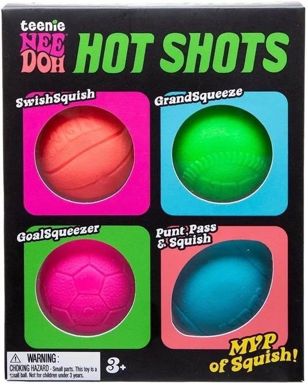 Nee Doh Teenie Hot Shots Squeeze Sensory Toy Set 4 Pack Multicolor Ages 3+