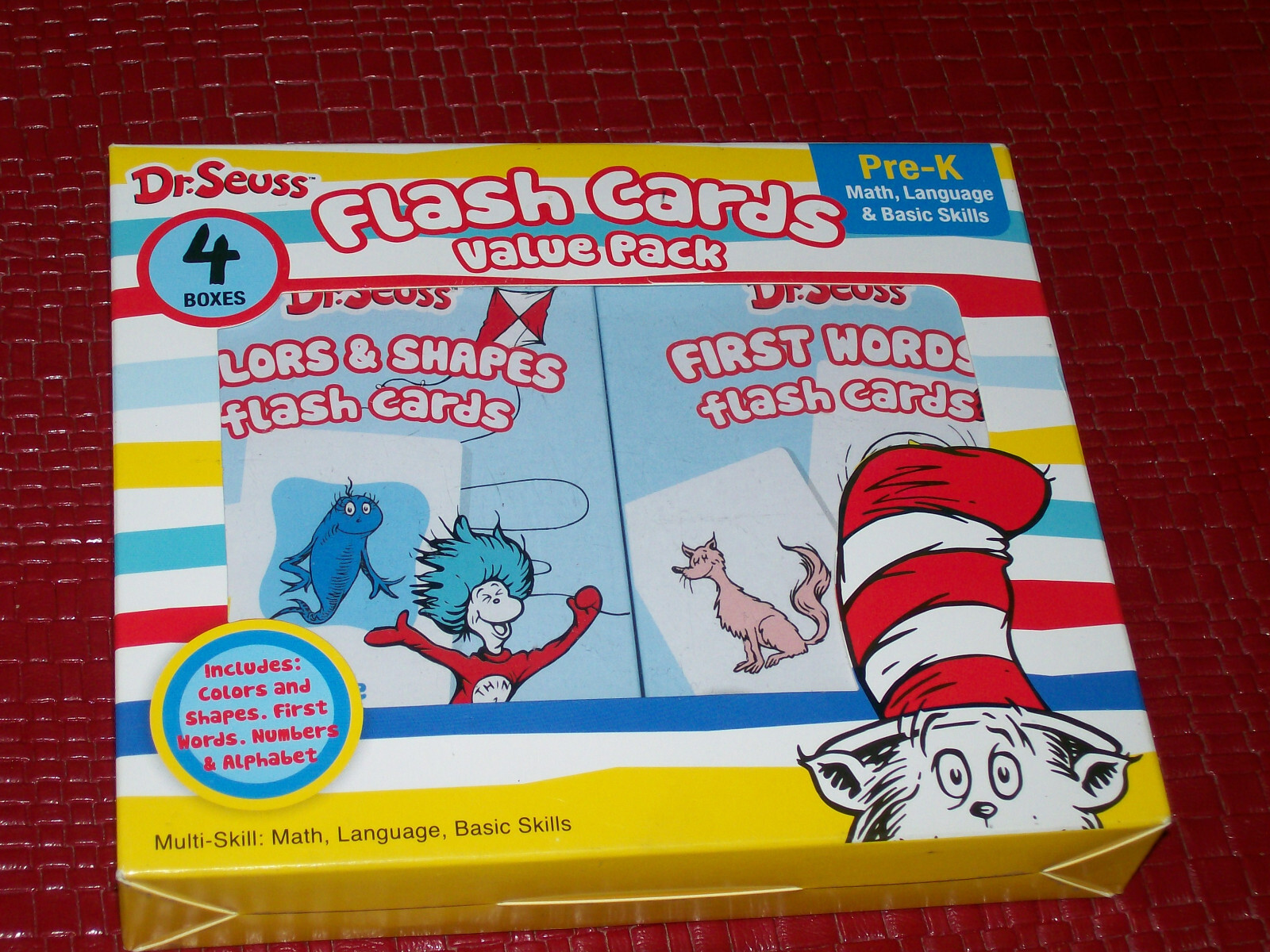 Dr. Seuss Flash Cards 4 Boxes Pre-K 1st Words Alphabet Colors Numbers Shapes