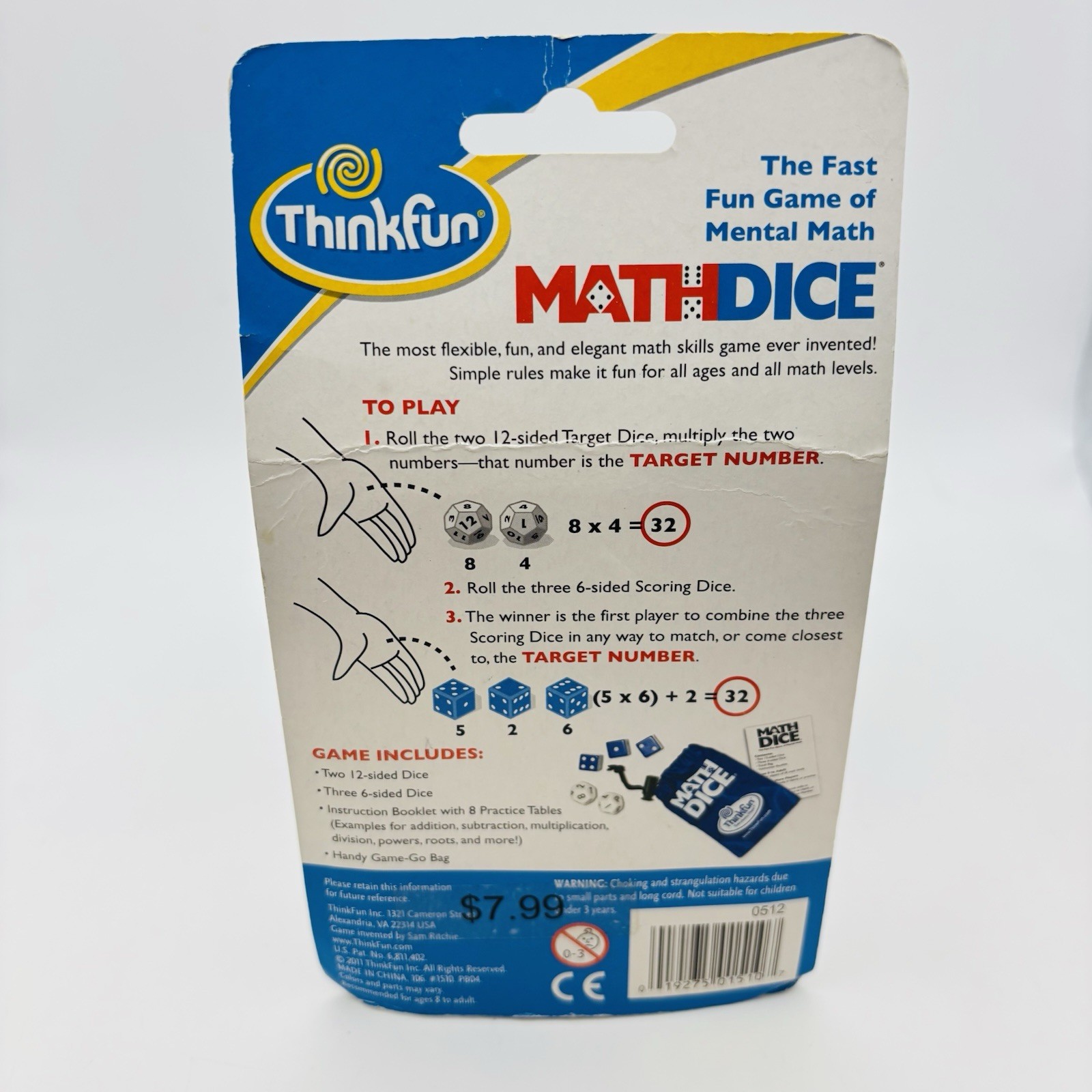 ThinkFun Math Dice Fun Game that Teaches Mental Math Skills to Kids SEALED. New!