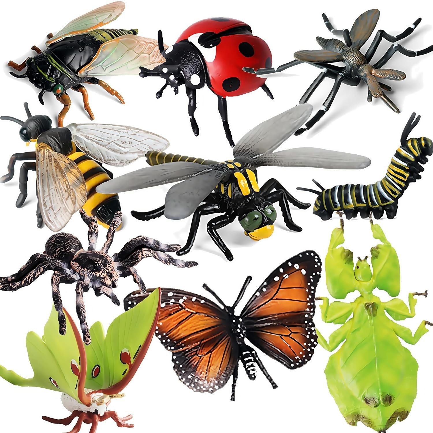 10Pcs Bug Toys for Kids, Woodland Animals, Insect Figurines, Cicada, Ladybird…