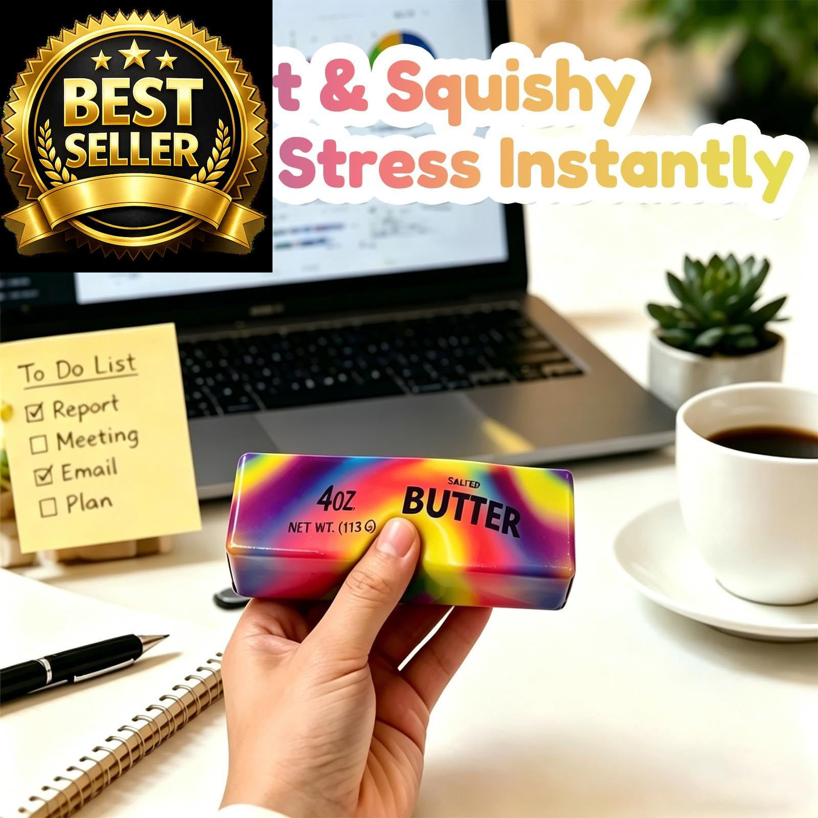 2026 Upgraded Slow Rebound Butter Squeeze Stress Balls, Soft Small, 2 Pack