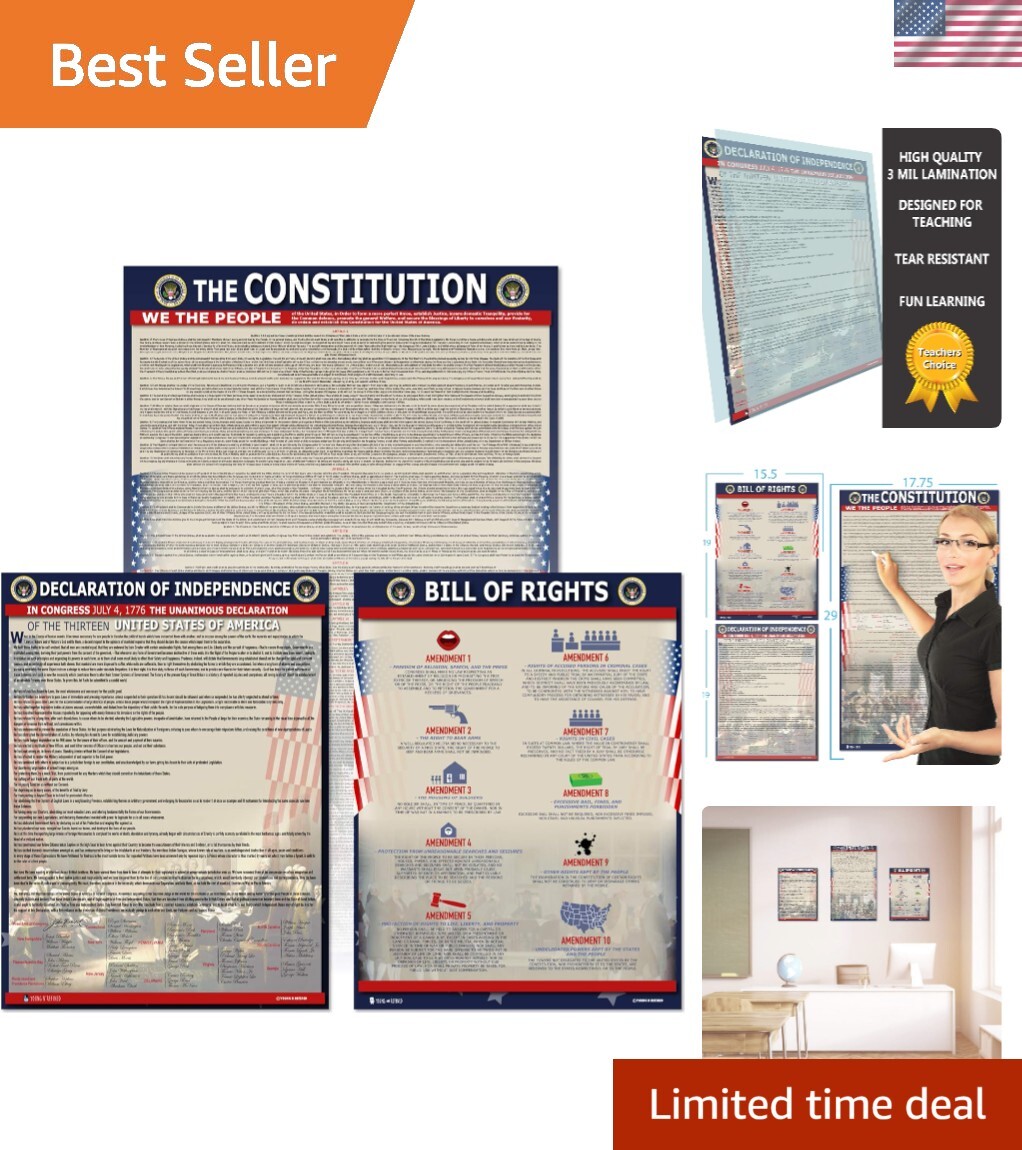 American Founding documents LARGE Laminated 3 pack: Constitution with all am…