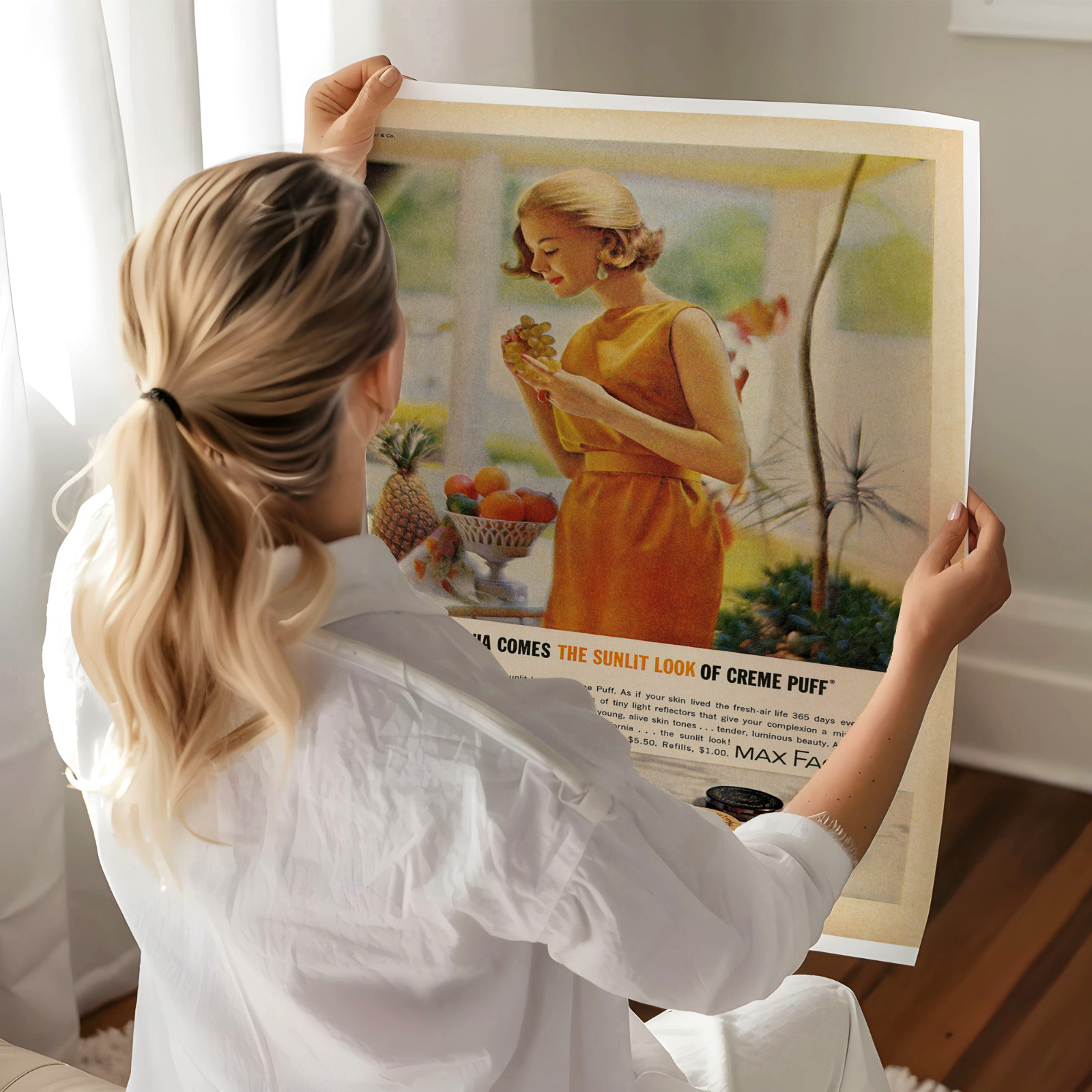Vintage Max Factor Creme Puff Ad 1960s Makeup Poster – 12X16/16X20/18X24/24X36