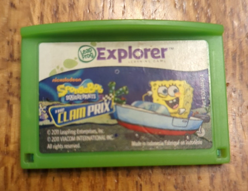 Leap Pad Explorer-SpongeBob Squarepants Clam Prix Game- Tested & Works