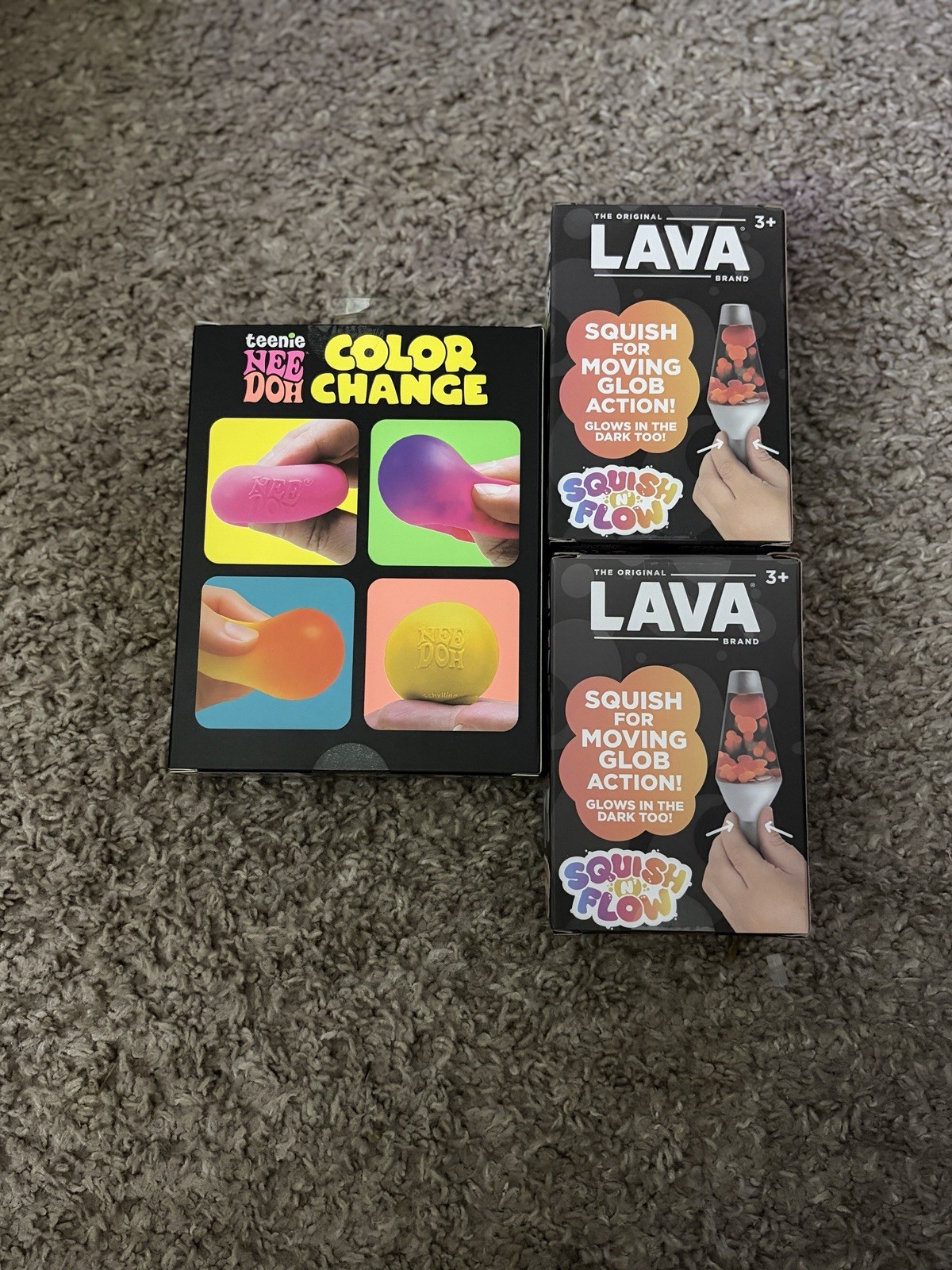 Schylling NeeDoh Squeeze Toys Lot: Color Change, & 2 Lava Glows – New