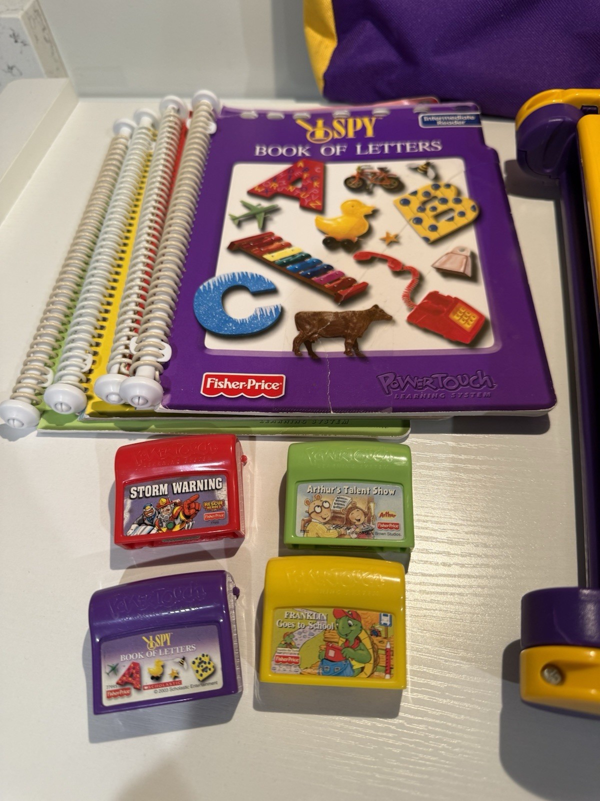 Fisher Price Power Touch Learning System 4 Cartridges Books & Backpack Case Lot