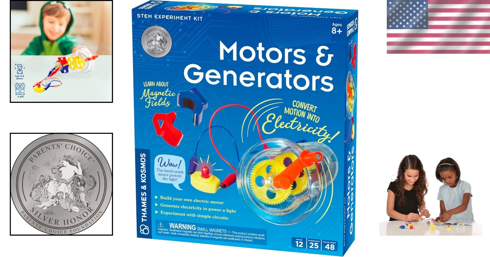 Electric Motor & Generator STEM Kit for Kids Ages 8+ | 25 Experiments with Co…