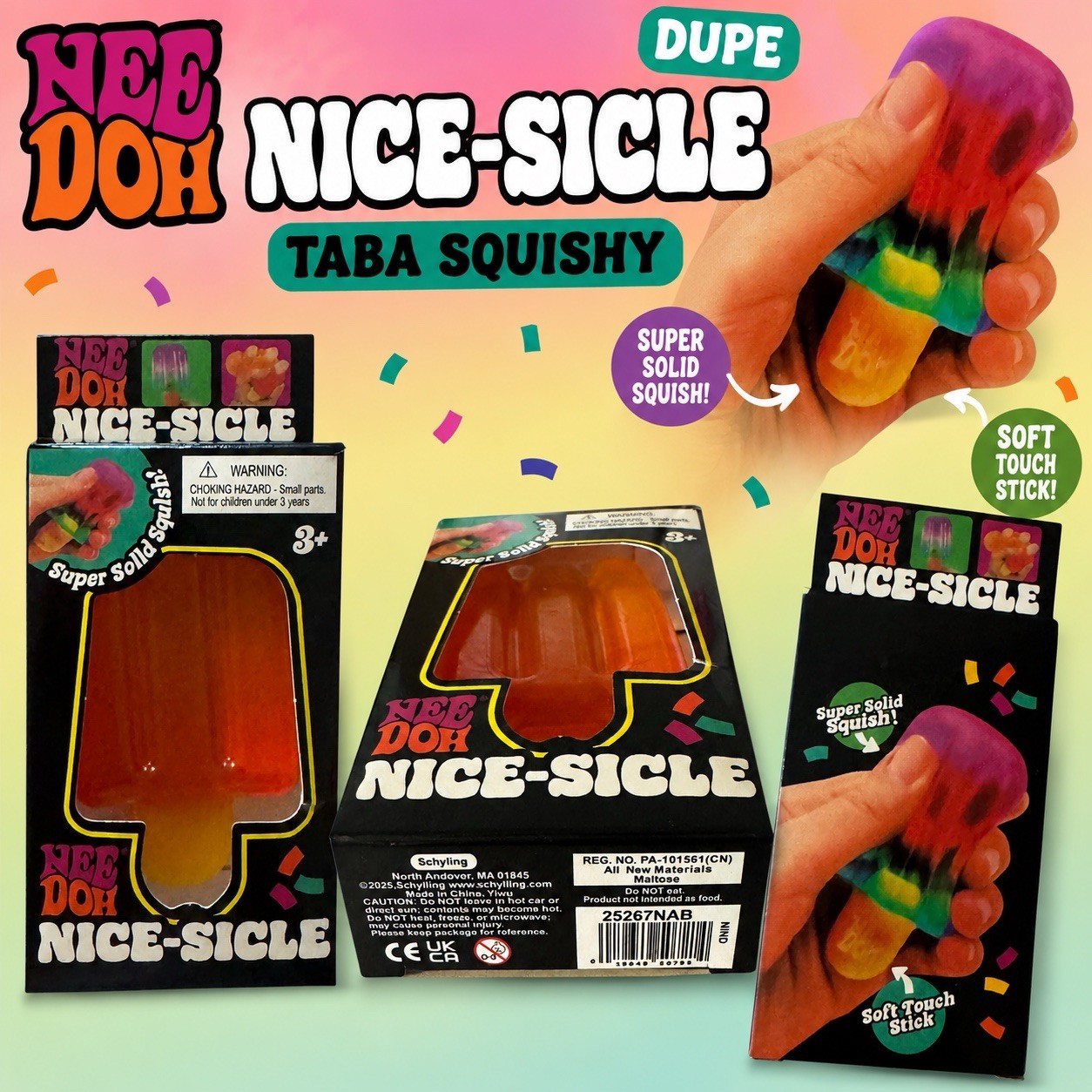 NeeDoh Nice-Sicle Popsicle DUPE Taba Squishy [Orange]