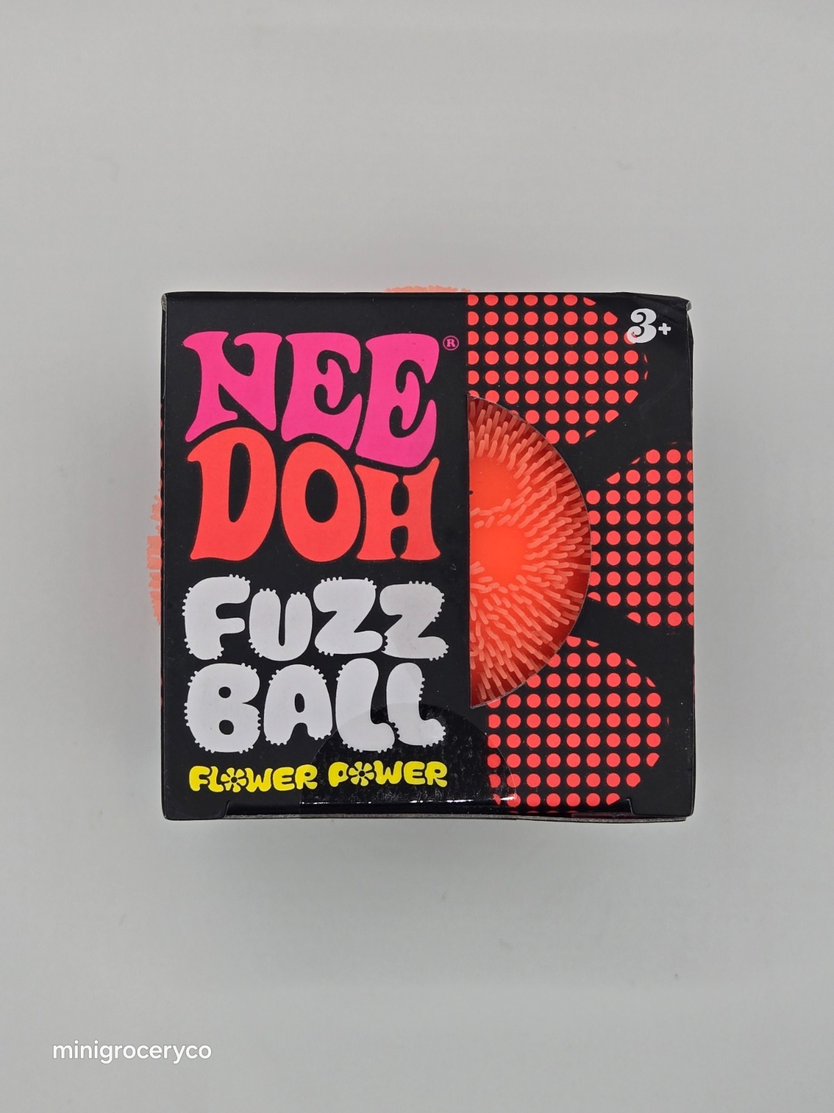 ORANGE Needoh Fuzz Ball *Flower Power* Squish Ball – Authentic