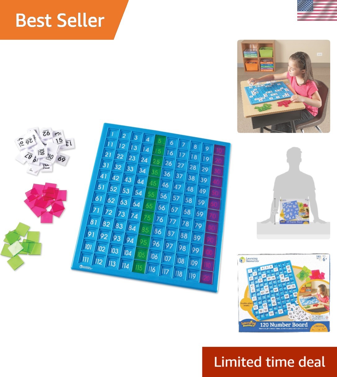 Multicolor 120 Number Board with Activity Guide – Ideal for Homeschool Learning