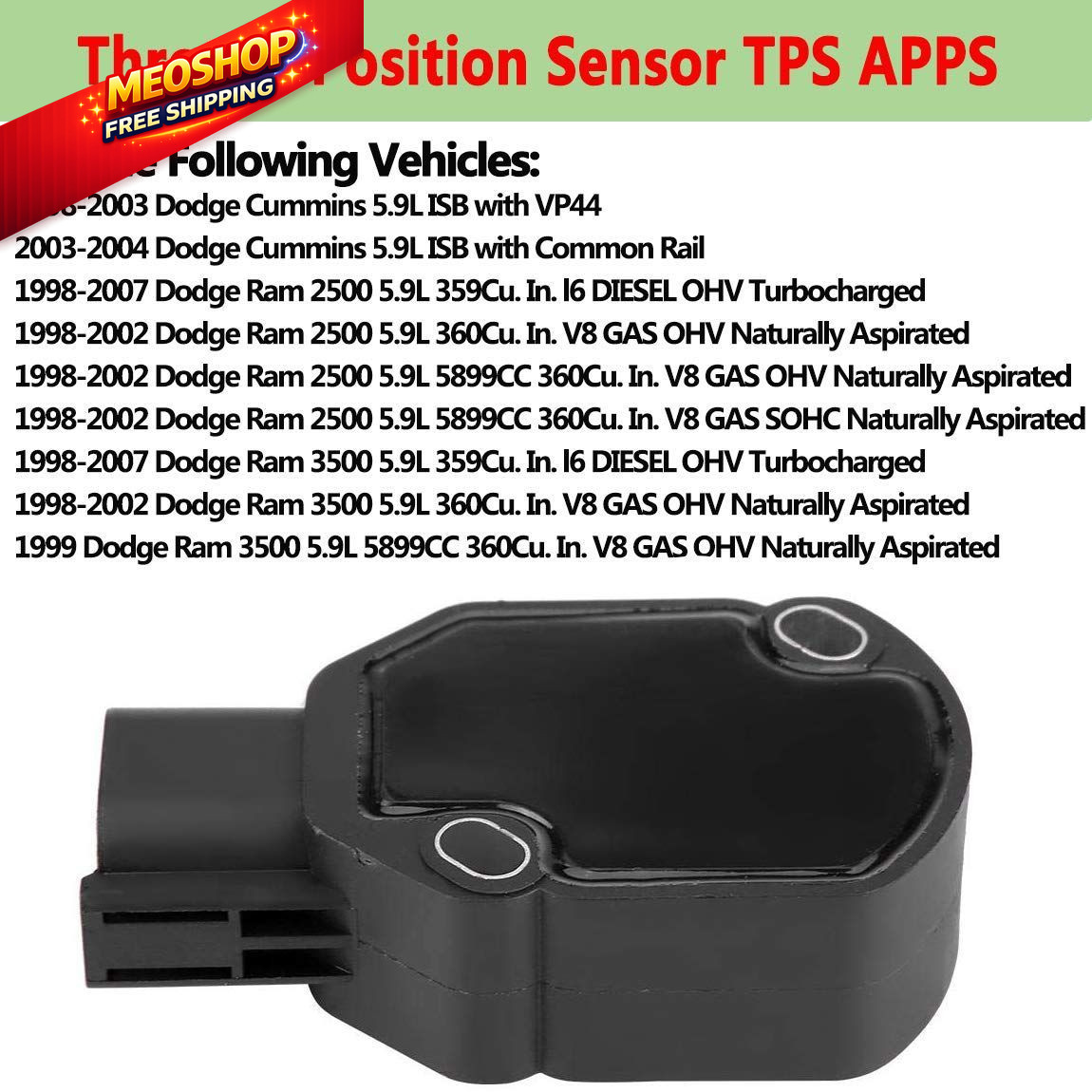3970085 Throttle Position Sensor TPS APPS,Fit for 1998-2004 Dodge Ram 2500…
