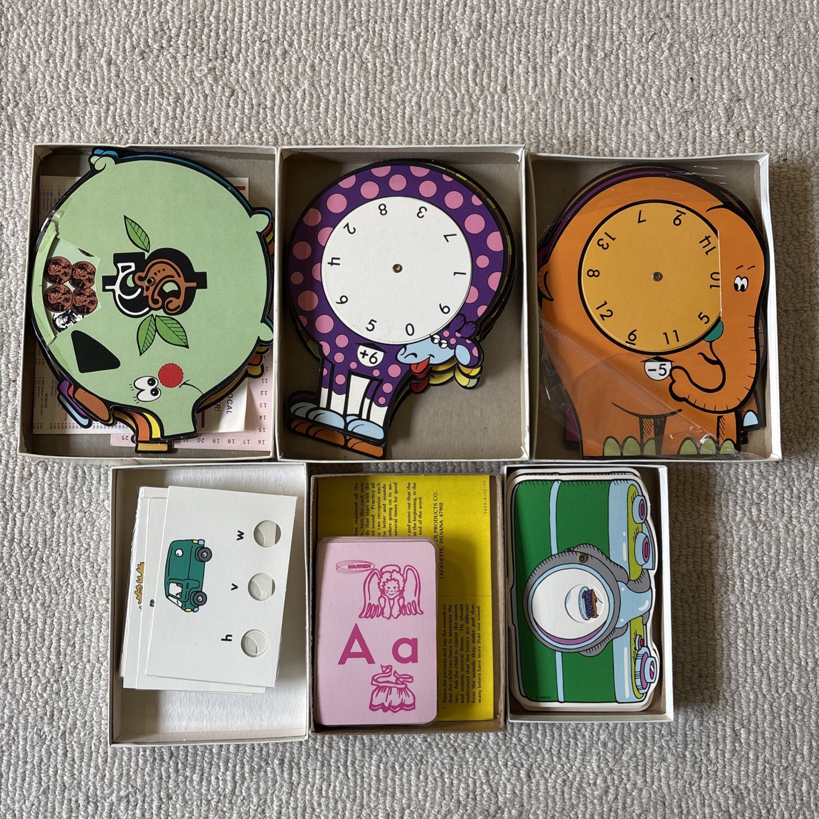 Vintage Trend Learn with Parent Teachers Aid Flash Card Sets Phonics Math