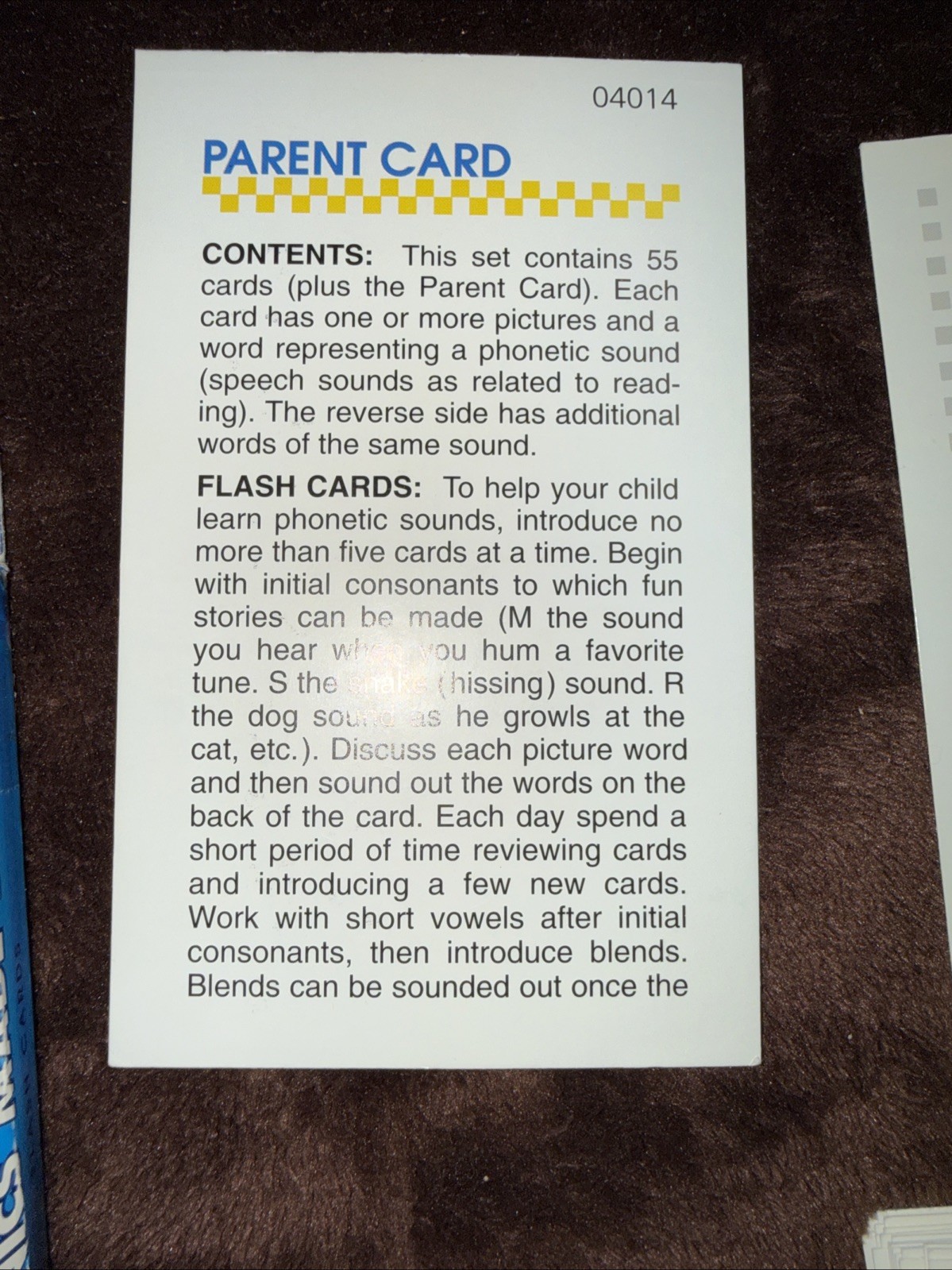 School Zone Flash Cards Phonics Made Easy Words/Pictures/Game Home School Used