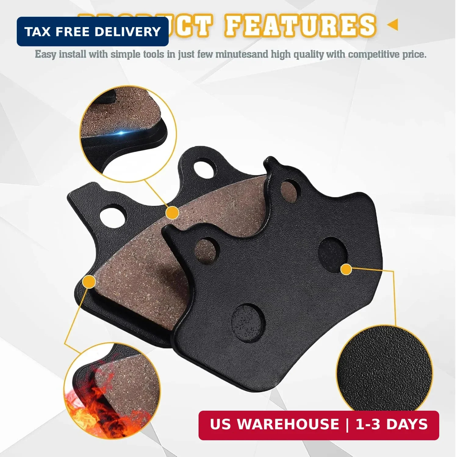 Cyleto Front & Rear Brake Pads for Harley Heritage Softail FLSTCI FLSTC Davidson
