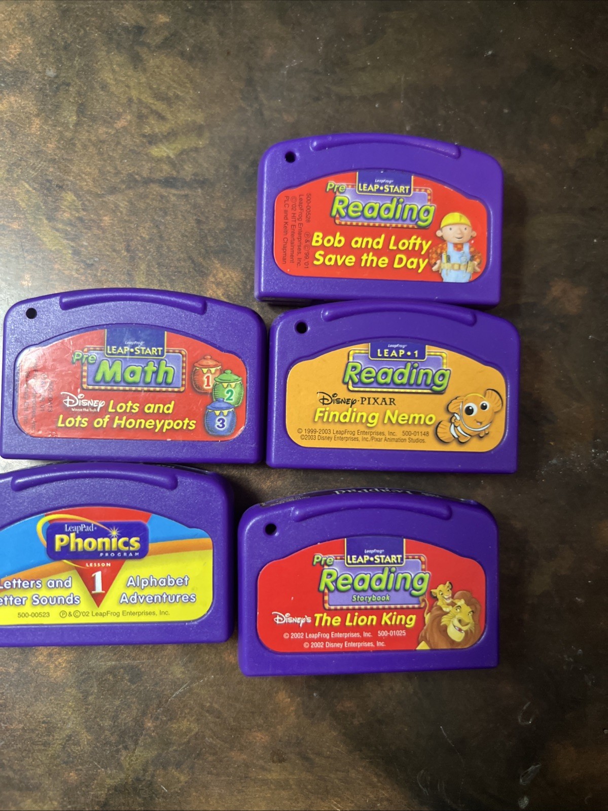 Lot Of 5 Leapfrog Leap Start Cartridges Lion King Finding Nemo Bob The Builder