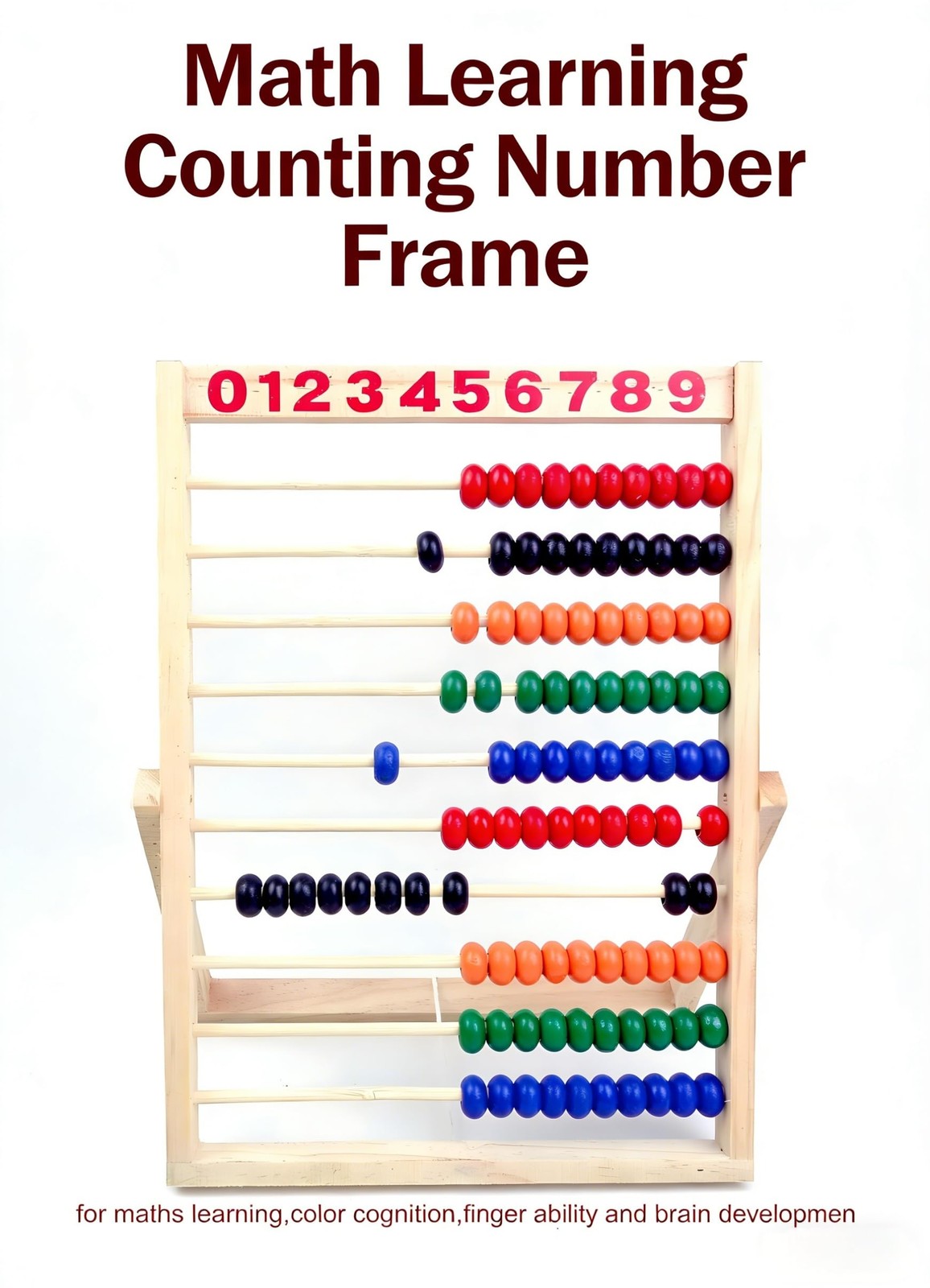 MAGIKON Wooden Abacus, 10 Rows Counting Frame 11.5in for Math | Wood, 11.5in, 10